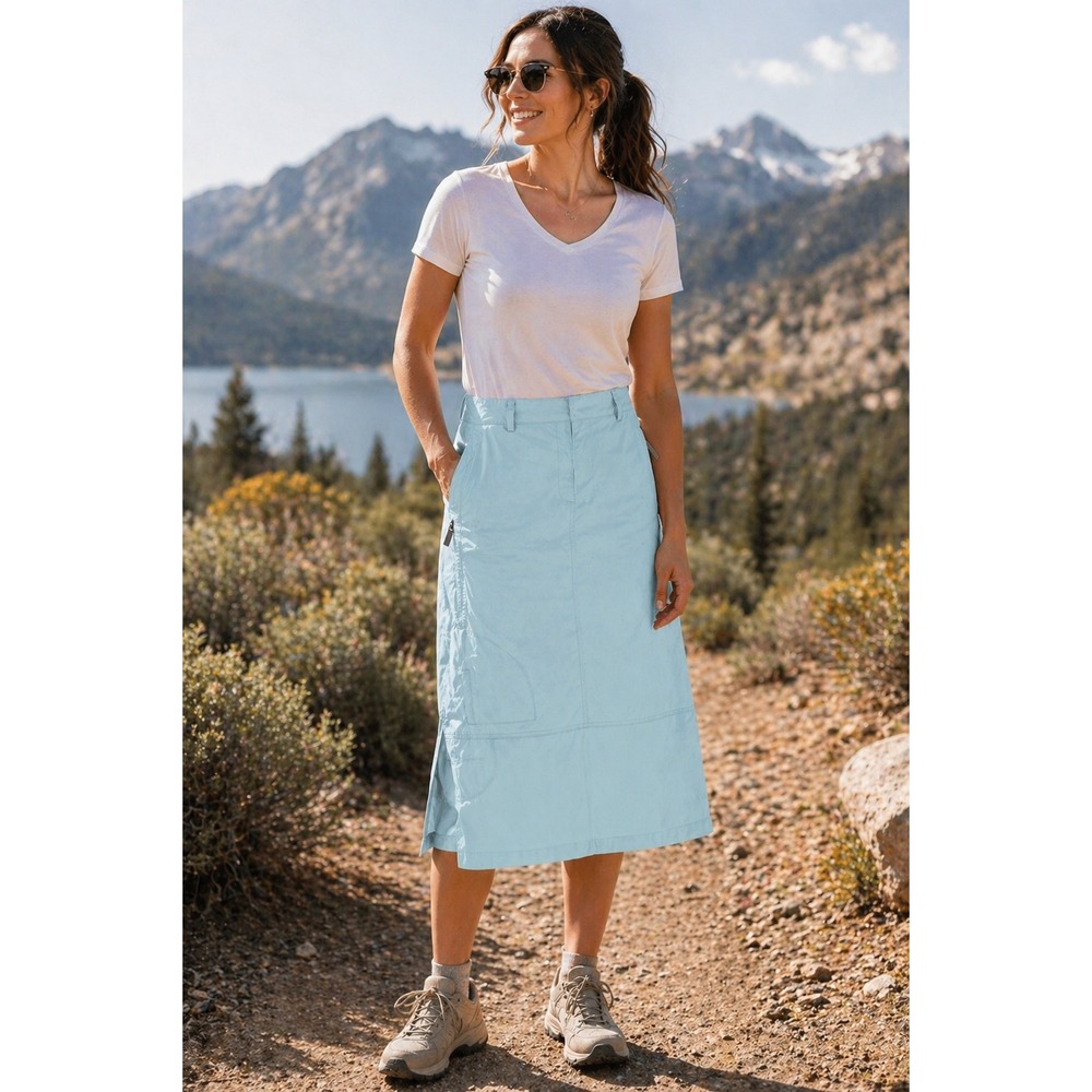 J.Jill Nylon Midi Skirt Womens 8 Light Blue Outdoor Utility Casual Travel Hiking